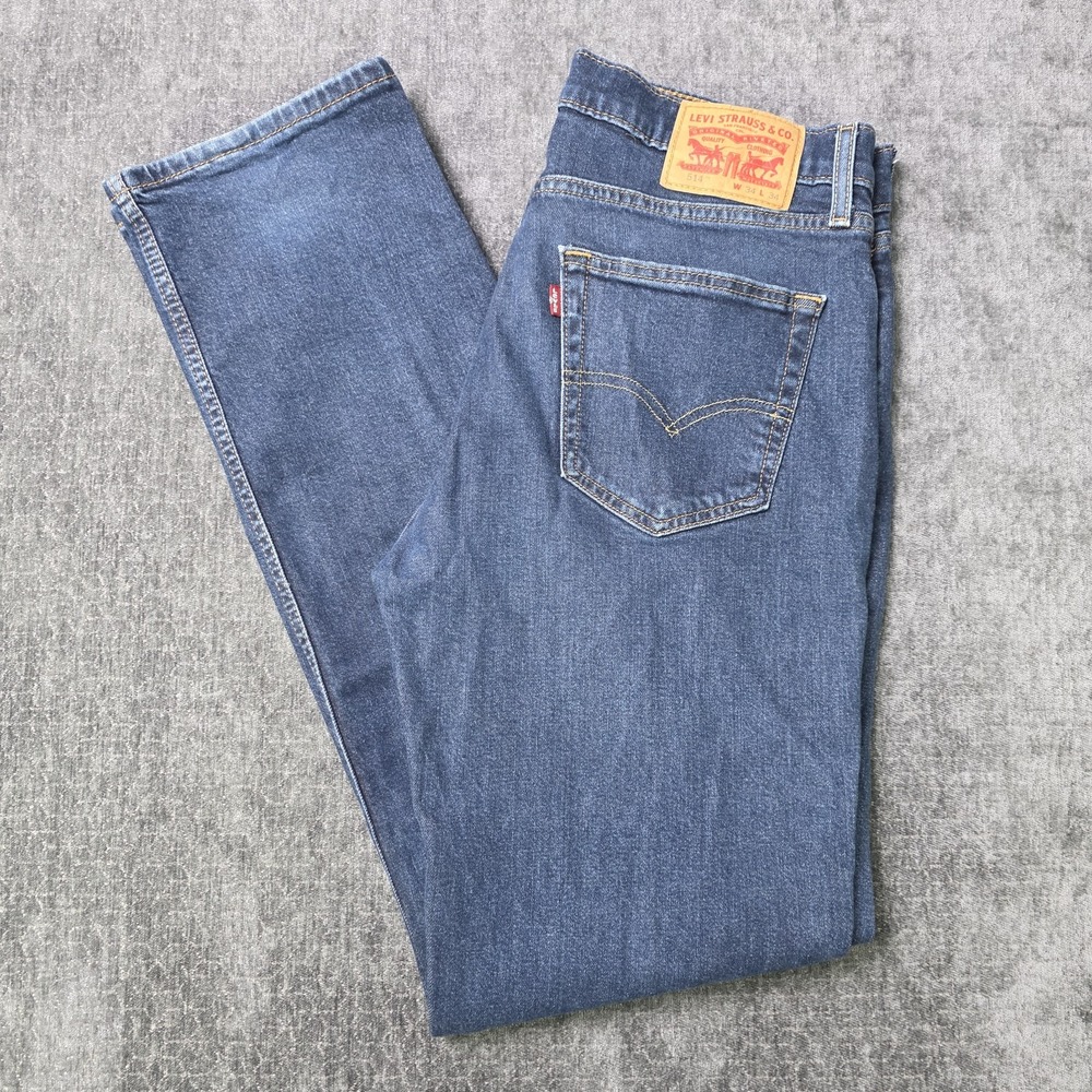 Levis 514 Jeans Mens 34x34 Dark Wash Stretch Denim Straight Fit Mid Rise